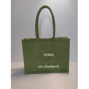 Borsa In Juta Cm. 35x45x15 Colore Verde