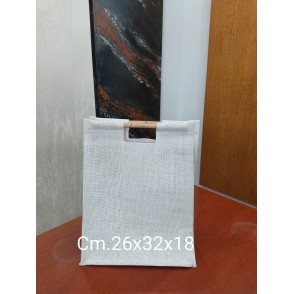 Borsa Juta Con Manico In Legno Cm. 26x32x18