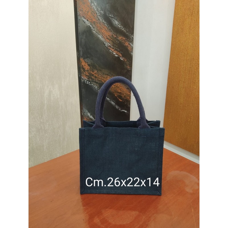Borsa In Juta Cm. 26x22x14 Blu