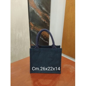 Borsa In Juta Cm. 26x22x14 Blu