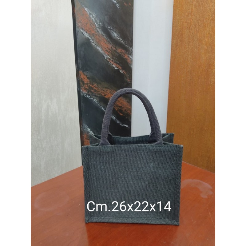 Borsa In Juta Cm. 26x22x14 Grigia