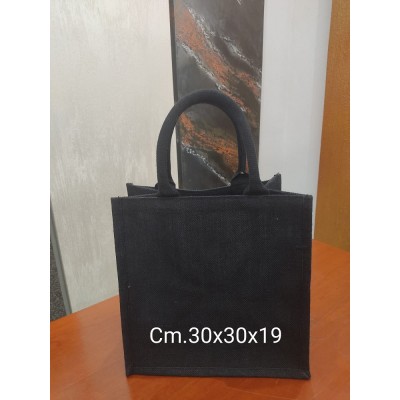 Borsa In Juta Cm. 30x30x19 Nera