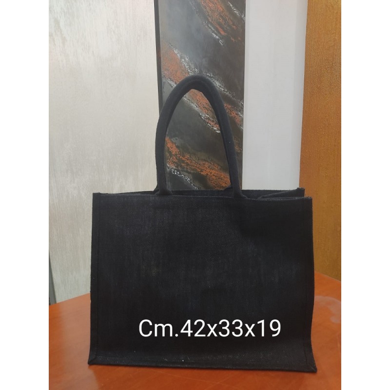 Borsa In Juta Cm. 42x33x19 Nera