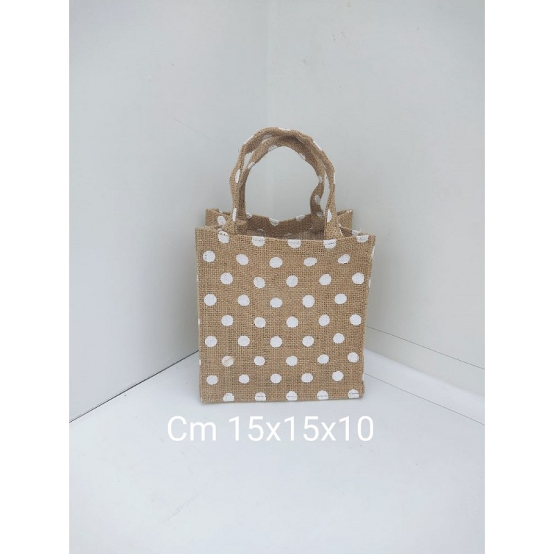 Borsa In Juta Cm. 15x15x10 Pois