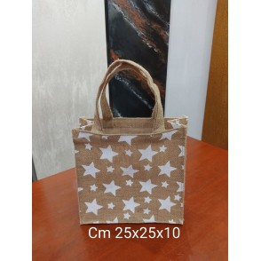 Borsa In Juta Cm. 25x25x10 Stelle