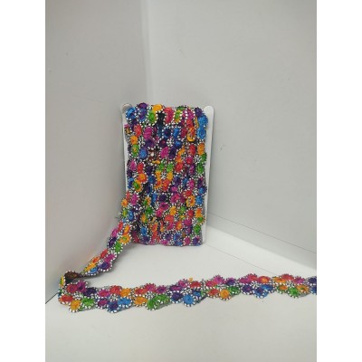 Passamaneria Multicolor Fiore 39 mm Argento
