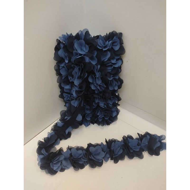 Passamaneria Fiori Cm. 6,5 Blu