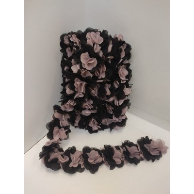 Passamaneria Fiori Cm. 6 Nero Bicolor
