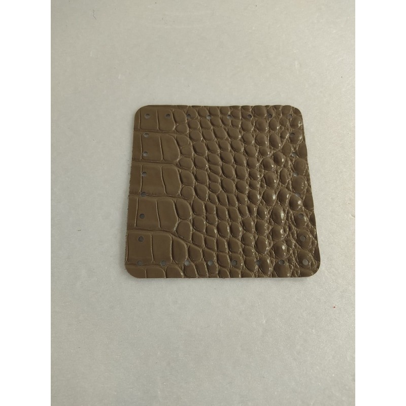 Quadrato In Pelle Naturale Cm 12x12 Tortora Stampa Cocco