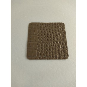 Quadrato In Pelle Naturale Cm 12x12 Tortora Stampa Cocco