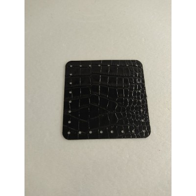 Quadrato In Pelle Naturale Cm 12x12 Nero Stampa Cocco