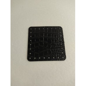 Quadrato In Pelle Naturale Cm 12x12 Nero Stampa Cocco