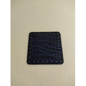 Quadrato In Pelle Naturale Cm 12x12 Blu Stampa Cocco