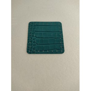 Quadrato In Pelle Naturale Cm 12x12 Verde Acqua Stampa Cocco