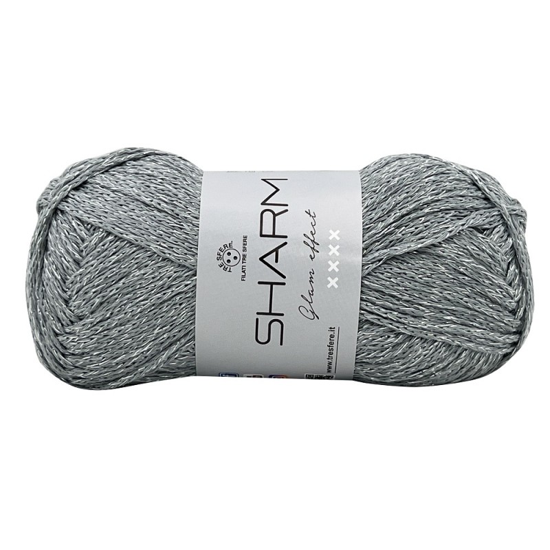 Gomitolo Di Cotone Sharm Tre Sfere Lamé Colore Grigio Argento