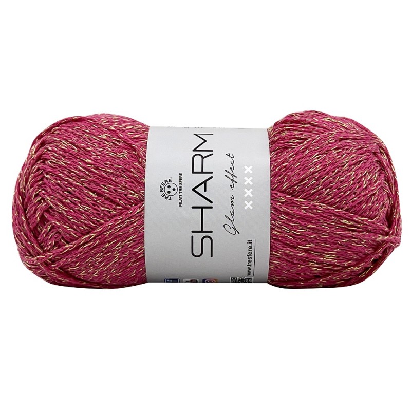 Gomitolo Di Cotone Sharm Tre Sfere Lamé Colore Fucsia Oro