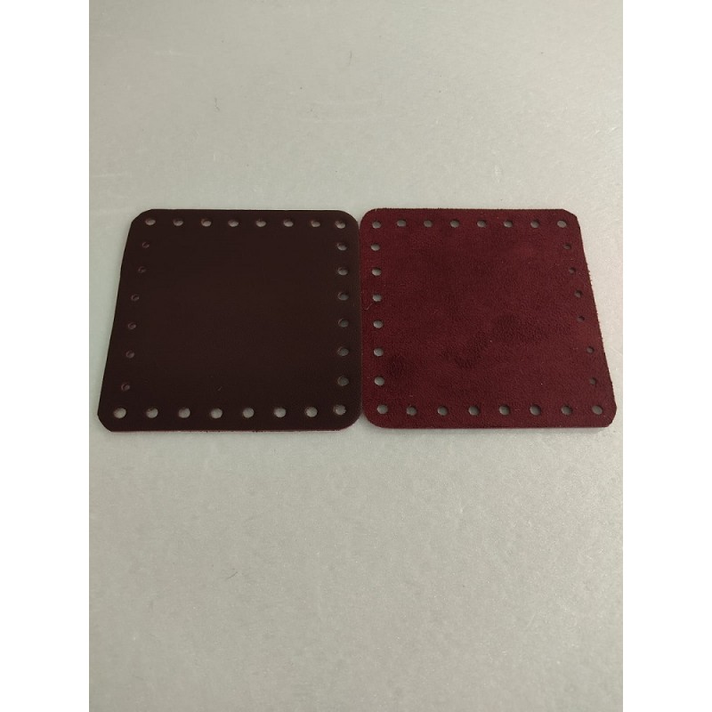 Quadrato EcoPelle Scamosciata Cm 12x12 Bordeaux