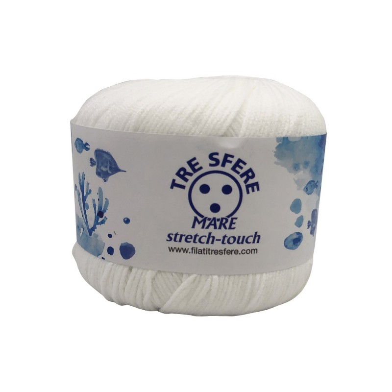 Gomitolo Mare Tre Sfere Stretch Colore Bianco Gomitolo Mare Tre Sfere Stretch Colore Bianco