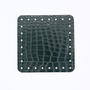 Quadrato In Pelle Naturale Cm 12x12 Verde Scuro Stampa Cocco