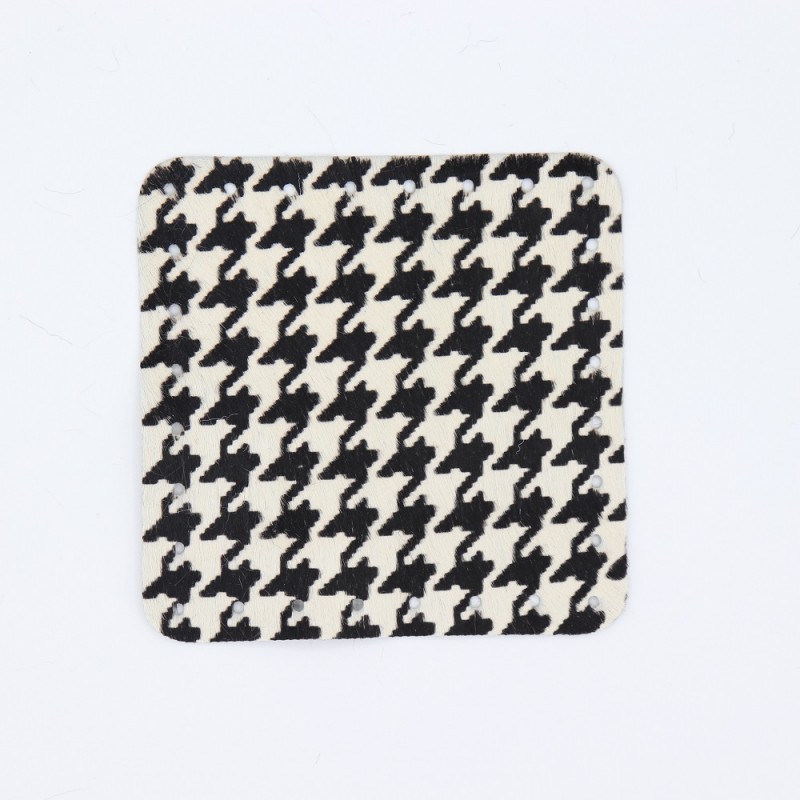 Quadrato In Pelle Cavallino Cm 12x12 Pied De Poule