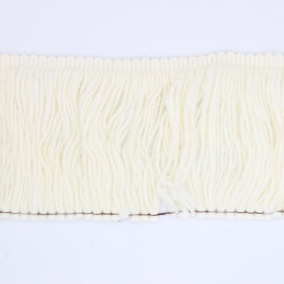 Frangia Di Lana Decorata Made In Italy Cm 15 Bianco
