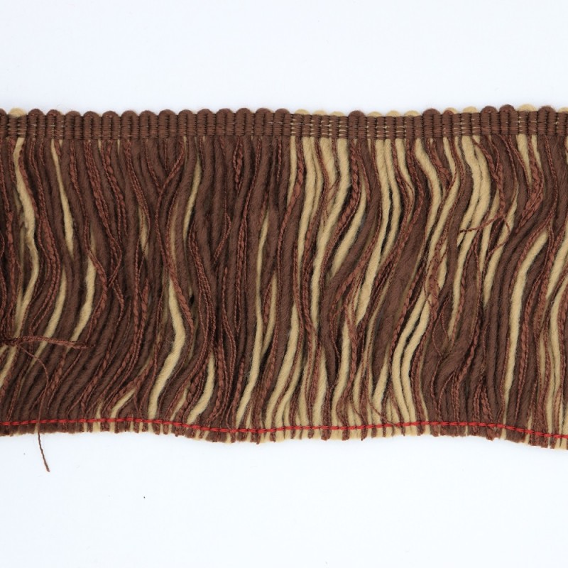 Frangia Di Lana Decorata Made In Italy Cm 15 Beige Marrone