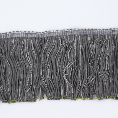 Frangia Di Lana Decorata Made In Italy Cm 15 Grigio