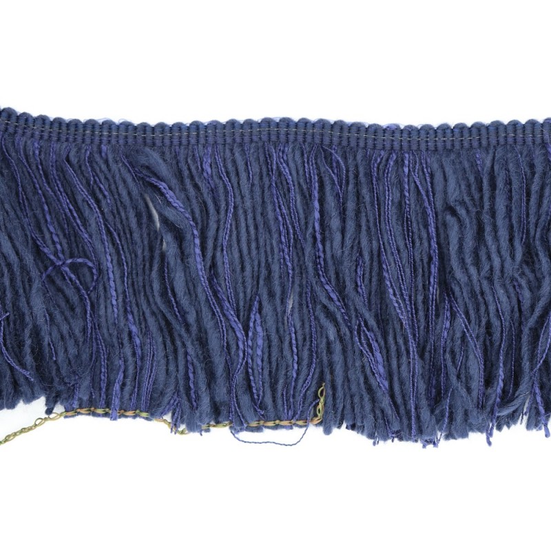 Frangia Di Lana Decorata Made In Italy Cm 15 Blu