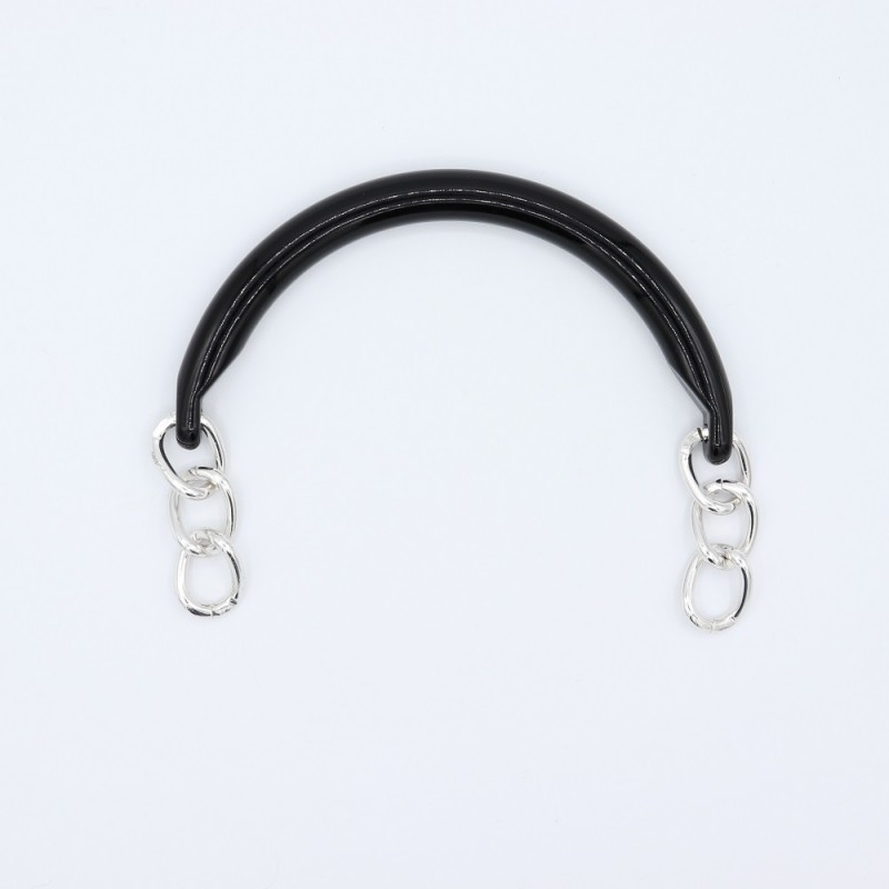 Manici Mezzaluna 15x12 Cm. Coppia Nero Catena Argento