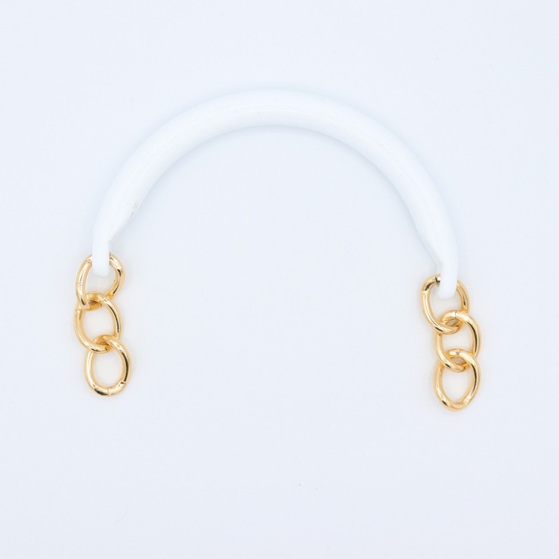 Manici Mezzaluna 15x12 Cm. Coppia Bianco Catena Oro