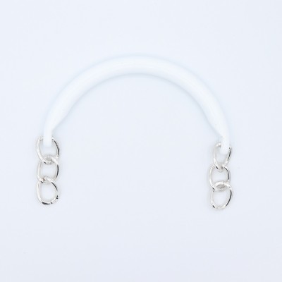 Manici Mezzaluna 15x12 Cm. Coppia Bianco Catena Argento