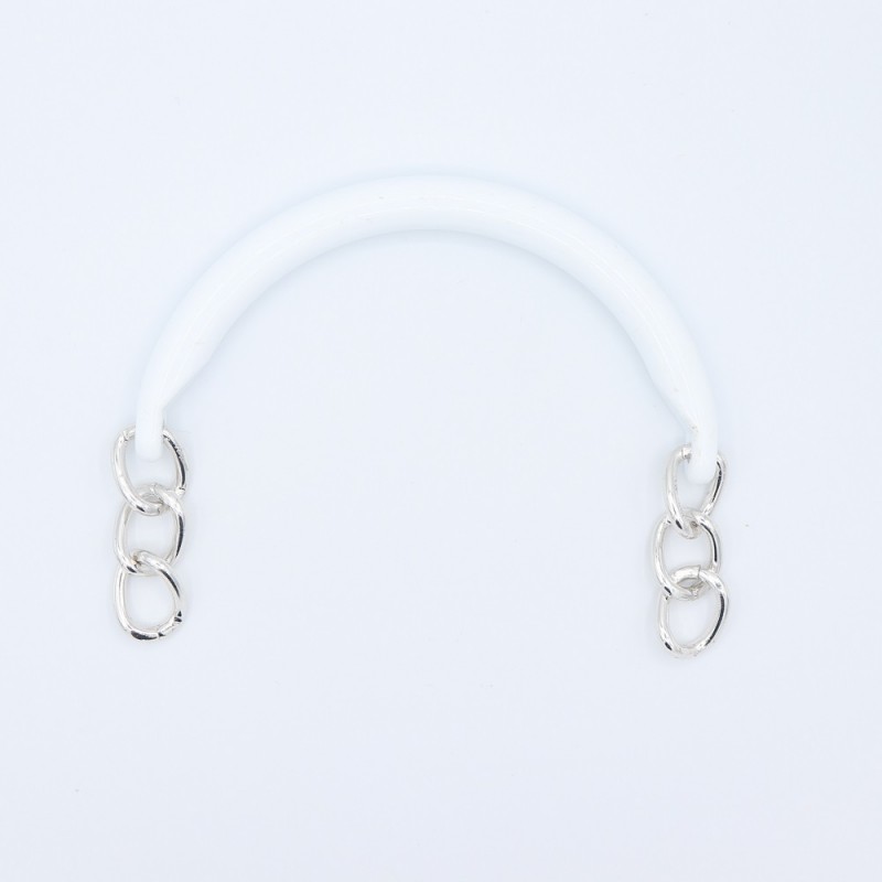 Manici Mezzaluna 15x12 Cm. Coppia Bianco Catena Argento