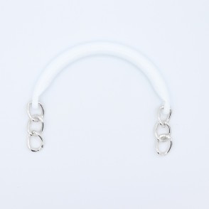Manici Mezzaluna 15x12 Cm. Coppia Bianco Catena Argento