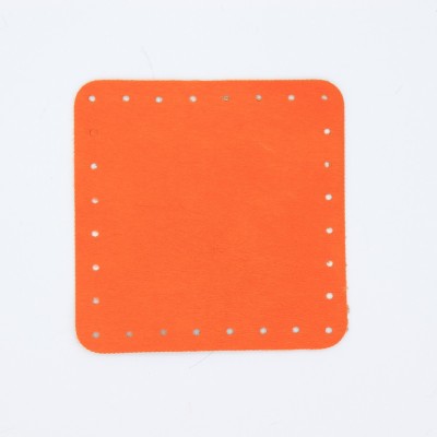 Quadrato In Pelle Cavallino Cm 15x15 Arancio