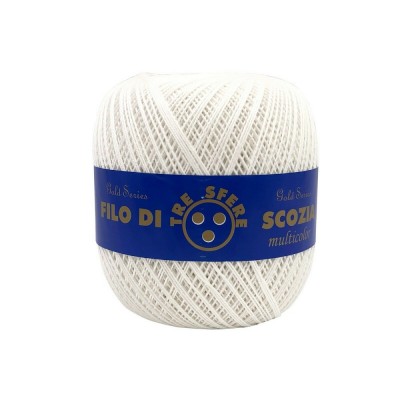 Gomitolo di Cotone Filo Di Scozia 100 Grammi Tre Sfere Colore Bianco 1008