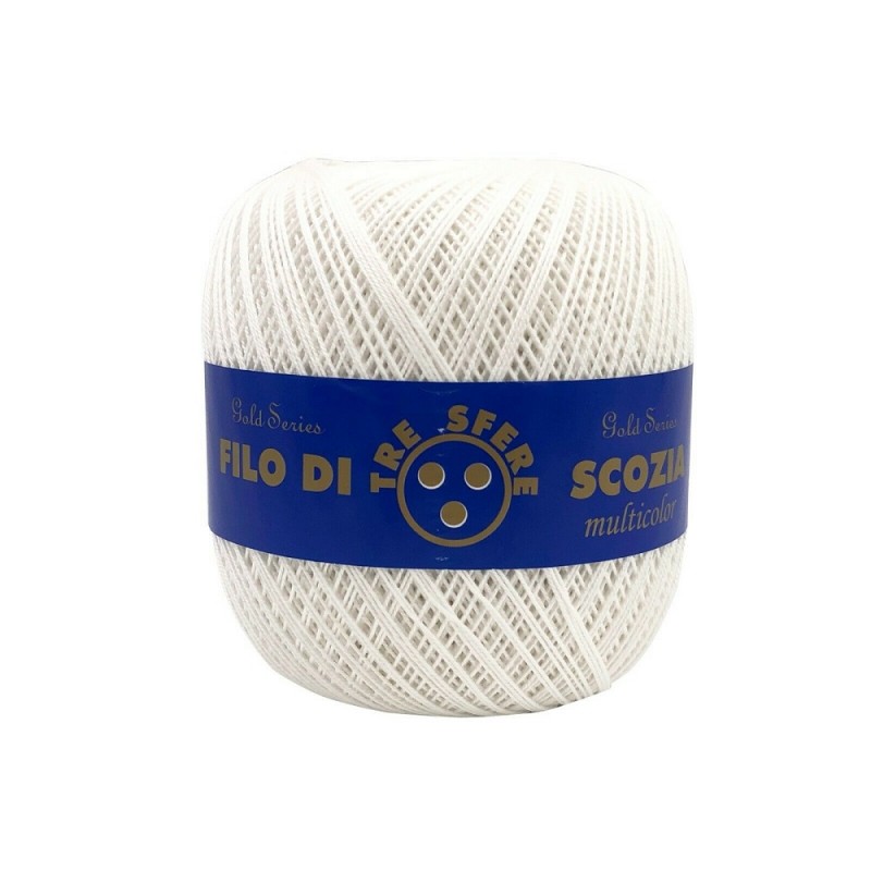 Gomitolo di Cotone Filo Di Scozia 100 Grammi Tre Sfere Colore Bianco 1008