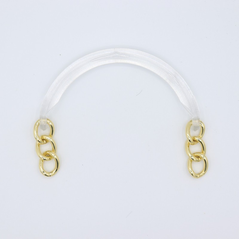 Manici Mezzaluna 15x12 Cm. Coppia Trasparente Catena Oro