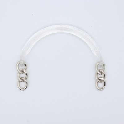 Manici Mezzaluna 15x12 Cm. Coppia Trasparente Catena Argento