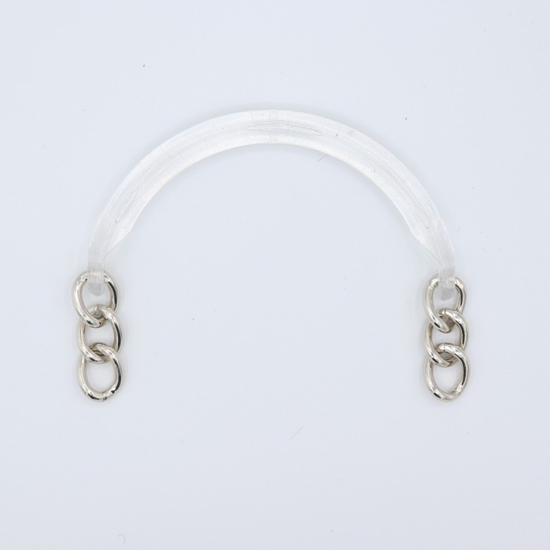 Manici Mezzaluna 15x12 Cm. Coppia Trasparente Catena Argento