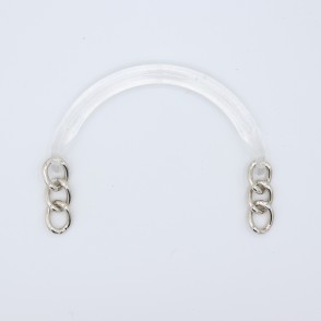 Manici Mezzaluna 15x12 Cm. Coppia Trasparente Catena Argento
