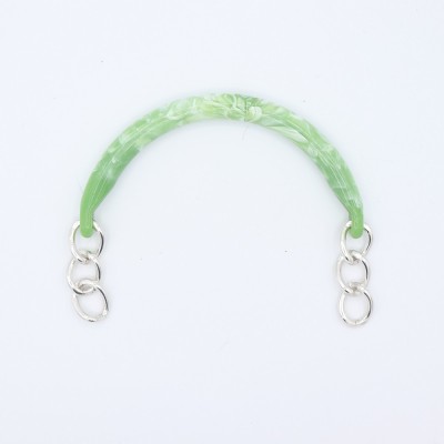Manici Mezzaluna 15x12 Cm. Coppia Verde Marmorizzato Catena Argento