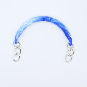 Manici Mezzaluna 15x12 Cm. Coppia Blu Marmorizzato Catena Argento