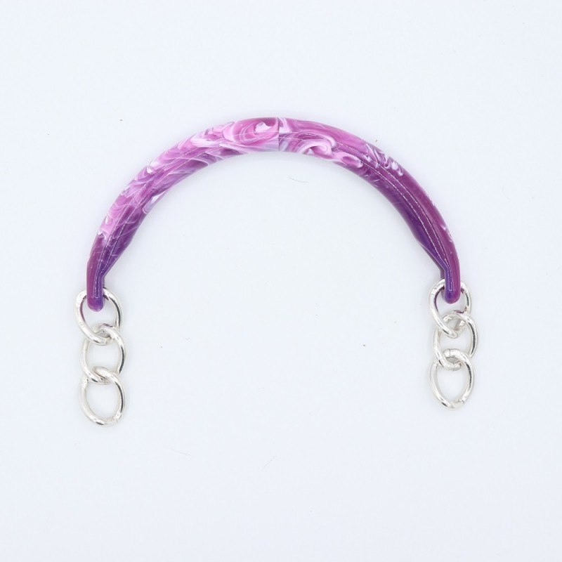 Manici Mezzaluna 15x12 Cm. Coppia Viola Marmorizzato Catena Argento