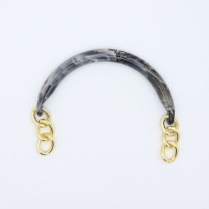 Manici Mezzaluna 15x12 Cm. Coppia Nero Marmorizzato Catena Oro