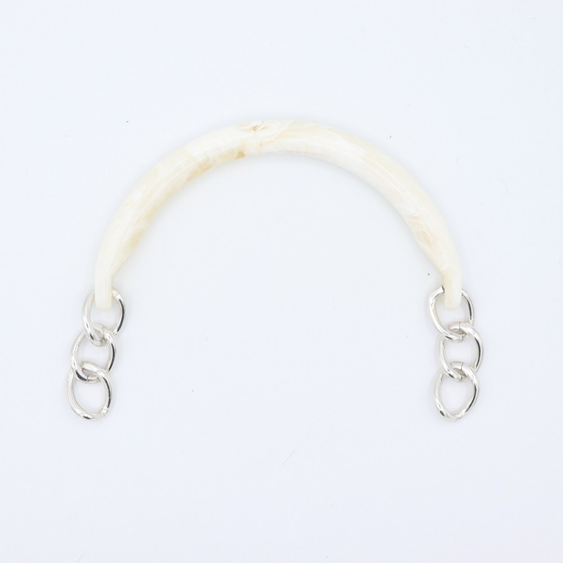Manici Mezzaluna 15x12 Cm. Coppia Panna Marmorizzato Catena Argento
