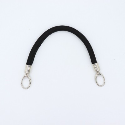 Manico In Neoprene Nero Con Moschettoni Argento 30 Cm