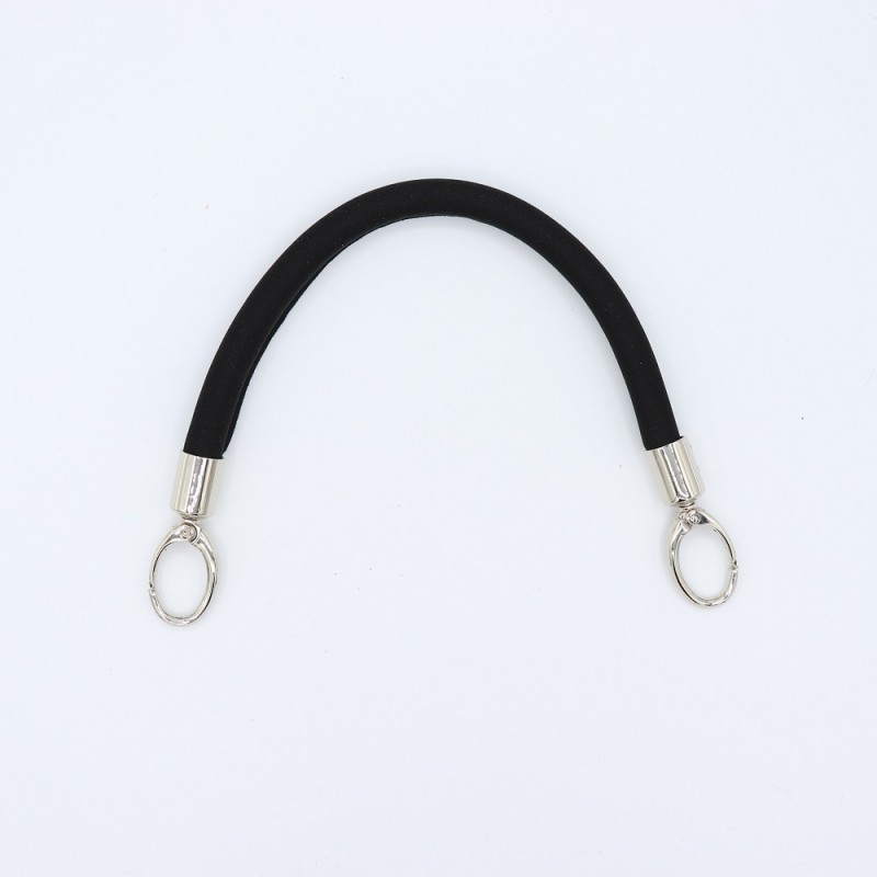 Manico In Neoprene Nero Con Moschettoni Argento 30 Cm
