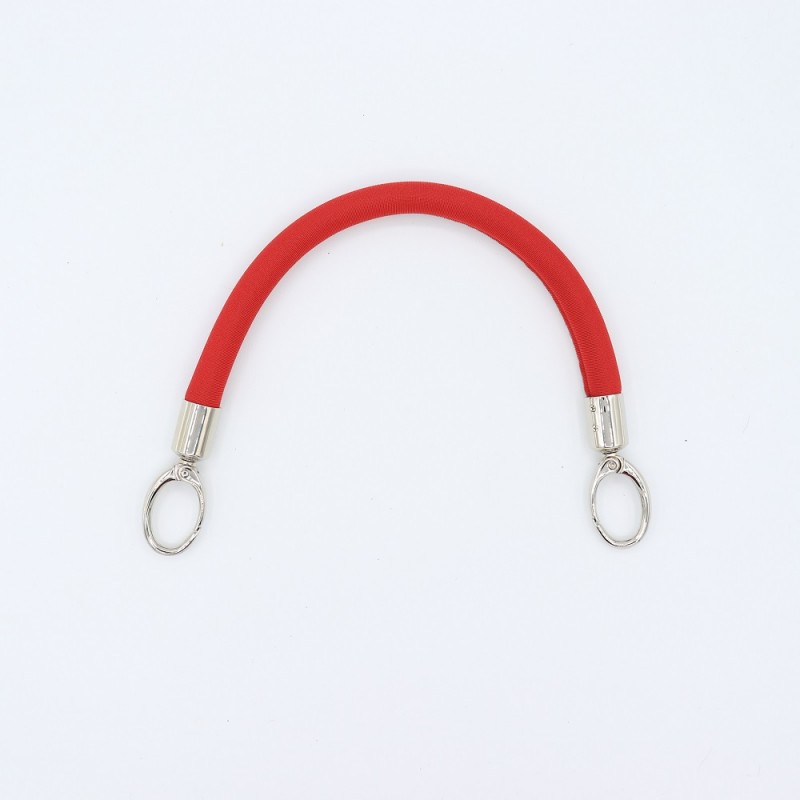 Manico In Neoprene Rosso Con Moschettoni Argento 30 Cm