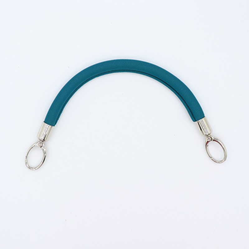 Manico In Neoprene Petrolio Con Moschettoni Argento 30 Cm