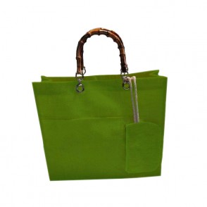 BORSA IN JUTA CON MANICI IN BAMBU' COLORE VERDE